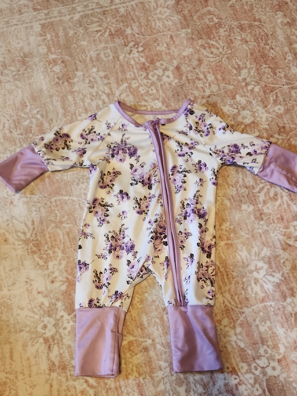 Lilac Floral One-Piece Romper for Kids